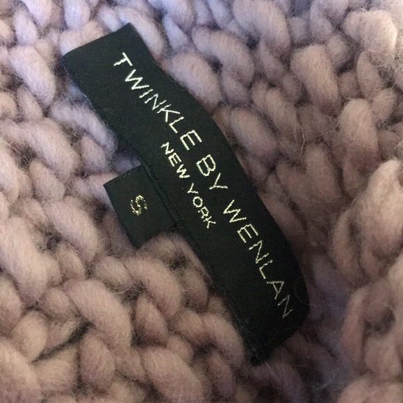 Twinkle and Wenlan New York Mauve Pink Wool Chunky Knit Cropped Boxy Sweater - Picture 7 of 8